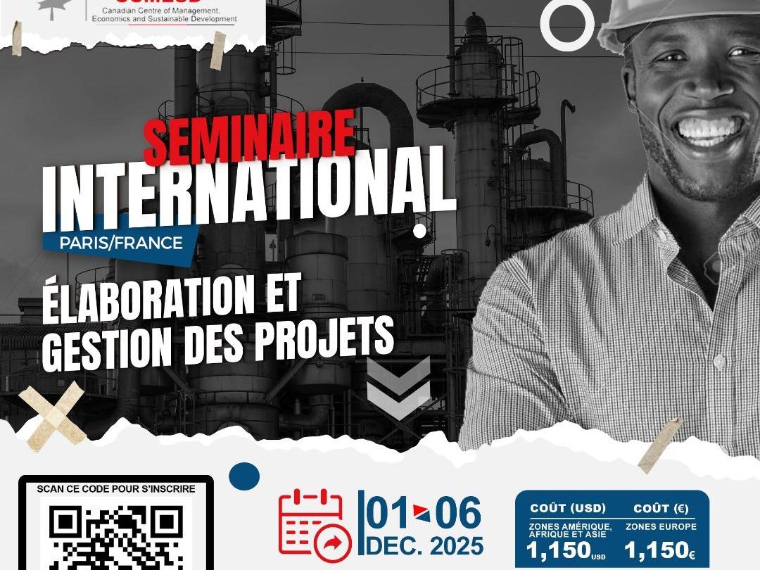 Affiche du séminaire international CCMESD à Paris, décembre 2025 — Élaboration et gestion des projets