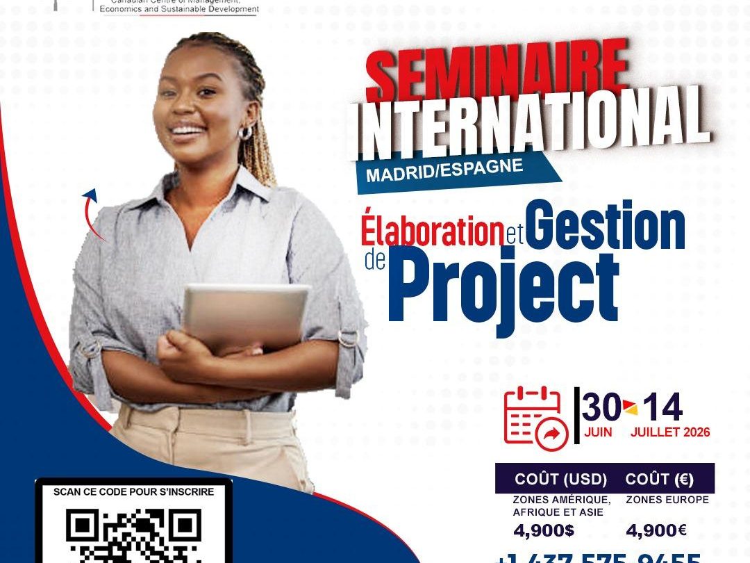 Affiche du séminaire international CCMESD à Madrid, été 2026 — Élaboration et gestion de projet